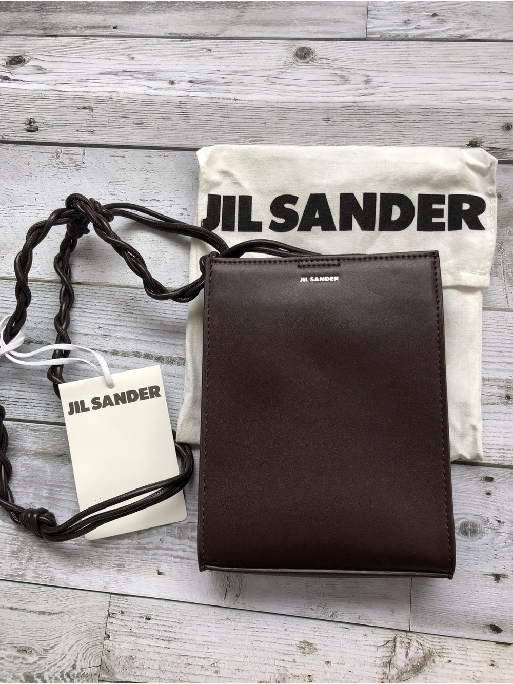Jil Sander Dark Brown Leather Shoulder Pouch